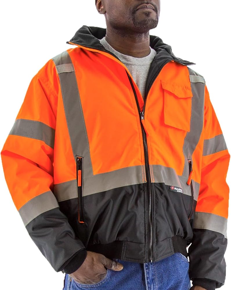 Majestic 75-1312/L High Visibility Orange Waterproof Jacket, with