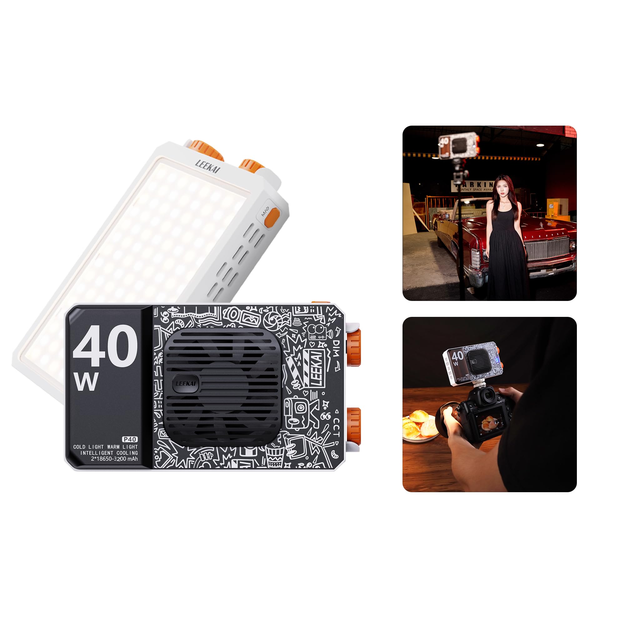 Amazon.com : Leekai P40 40W Portable LED Video Light, 6400mAh Bi