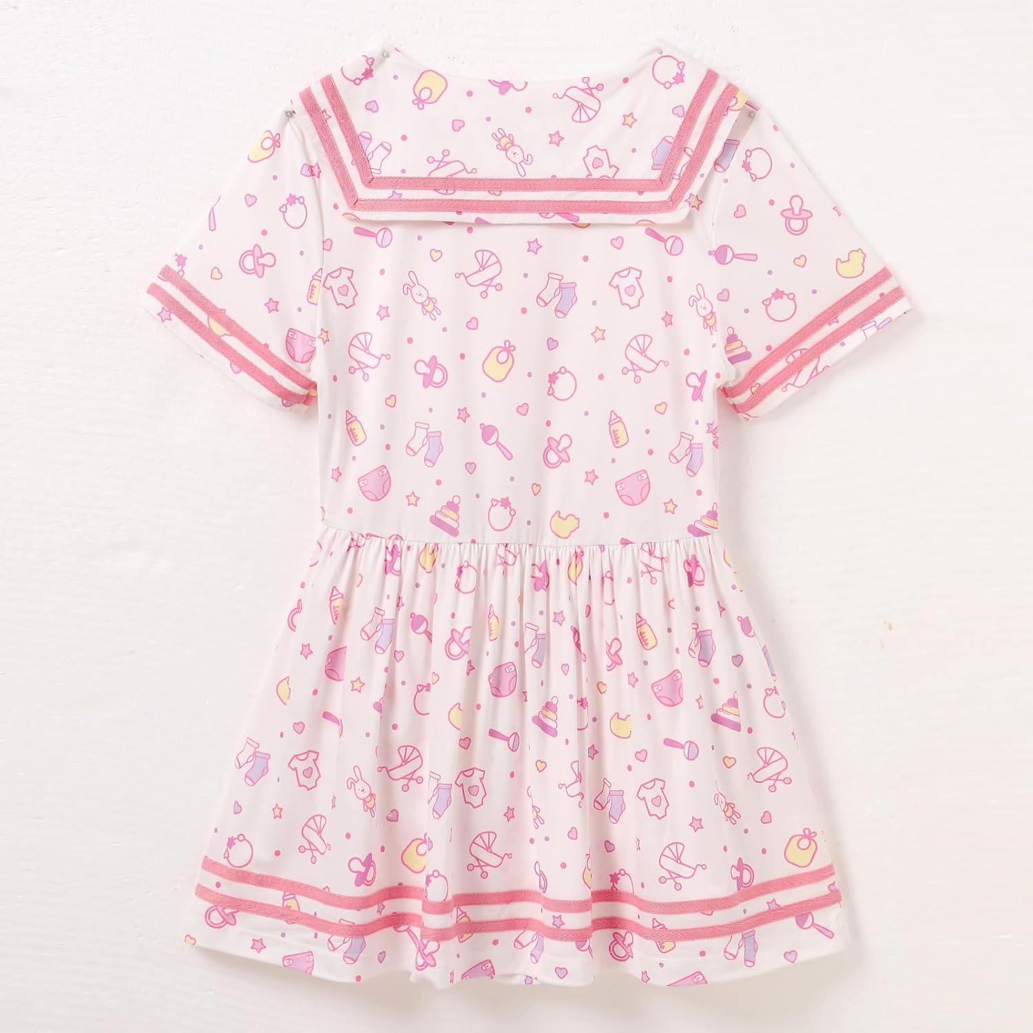 ABAFIP Women's One Piece Bodysuit Pajamas Romper Cute Short Sleeve Doll Collar Pjs Nightwear Rompers Dress - Image 4