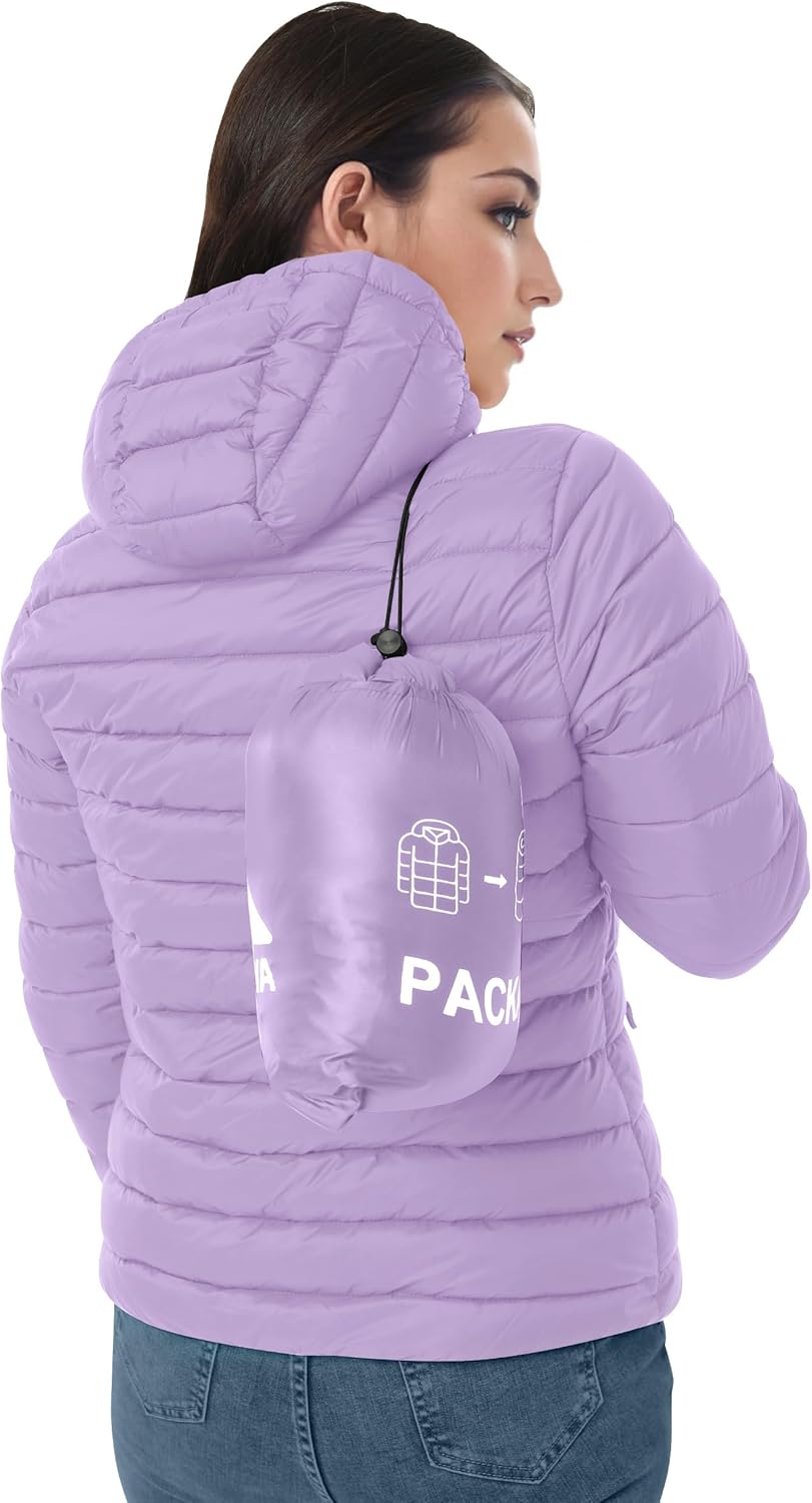 Women's Packable Puffer Jacket Hooded LightWeight Down Coat Winter Windproof Warm Quilted Short S-XXL - Image 2