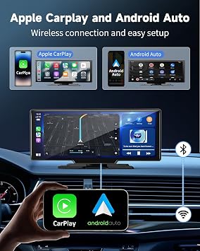 11.5 Largest Wireless Carplay Screen for Car, Portable A pple Carplay & Android Auto Touch Screen, 4K Dash Cam/App Control/1080p Backup Camera/Mirror Link/Voice Control/GPS/Bluetooth,for All Vehicles