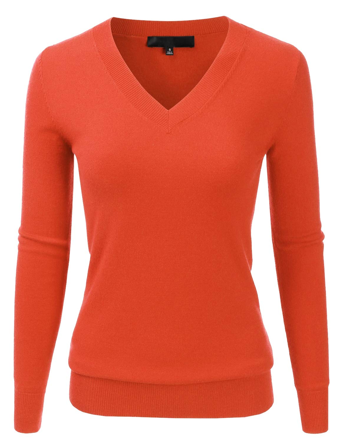 EIMINWomen's Long Sleeve V-Neck Slim Fit Pullover Soft Knit Top Sweater (S-XL) - Multicolored - Large