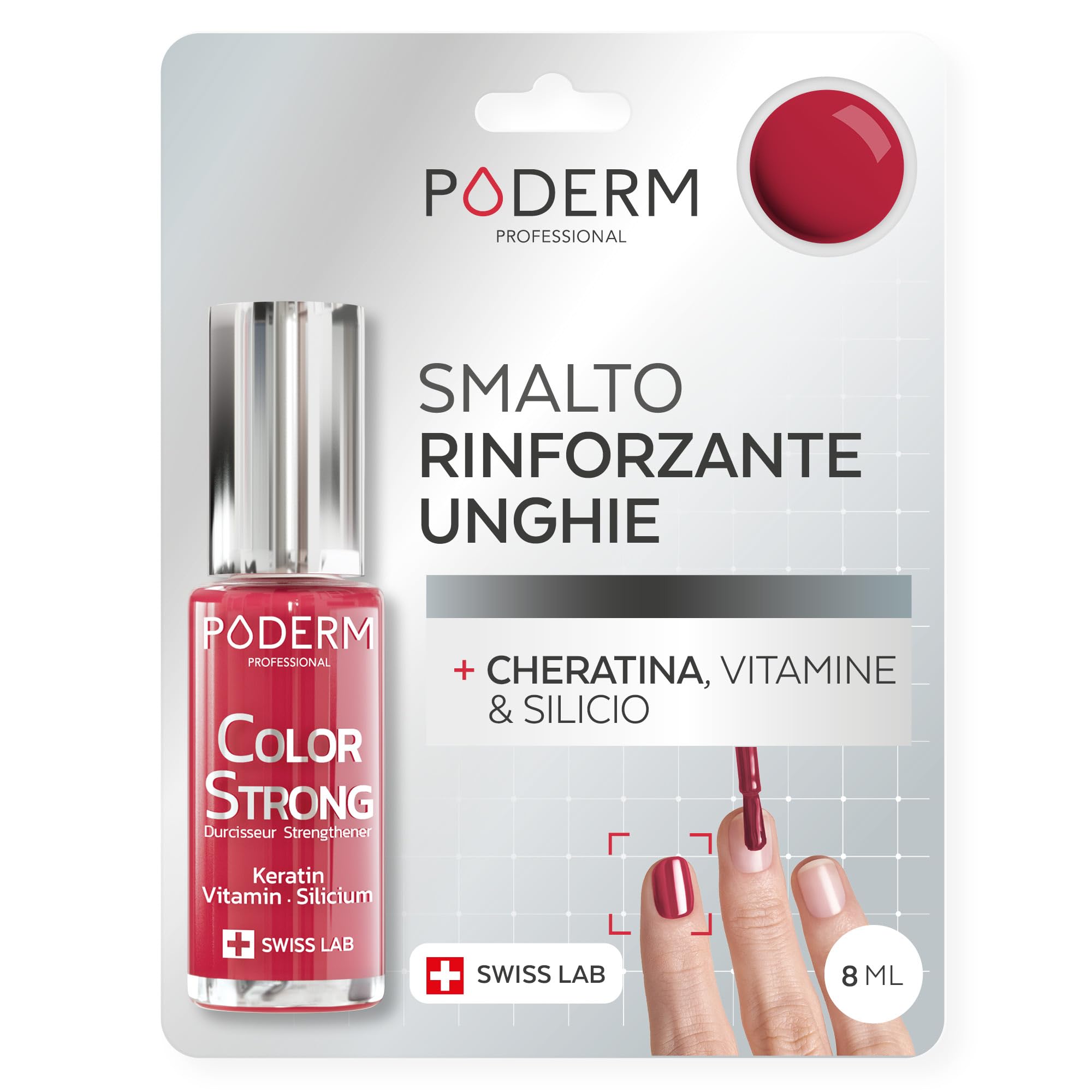 Poderm - Smalto Rinforzante Unghie Biotina Silicio Keratina - Rinforza E Ripara Le Unghie Danneggiate, Indebolite O Fragili Dal Semipermanente O Dall'invecchiamento - Mani E Piedi - Swiss Made-image