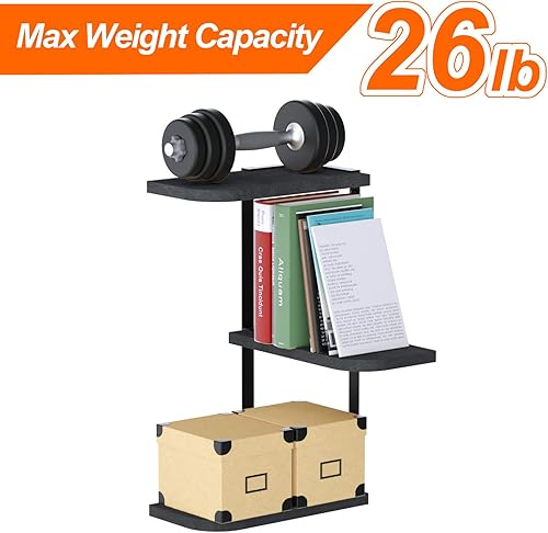 Miniatura 4 de Love-KANKEI Estantes de Esquina para Pared de 3 Niveles de Madera Rústica Flotantes para Dormitorio, Sala de Estar, Baño, Cocina, Oficina y Más,