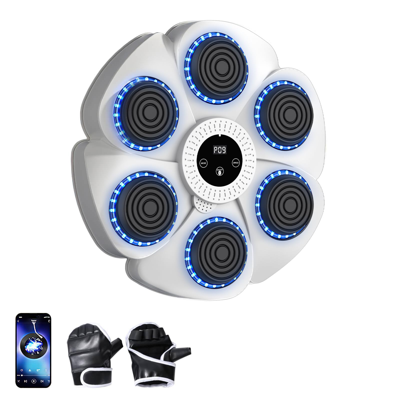 Macchina Da Boxe Musicale Bluetooth Con Luci LED E 9 Velocità – Per Adulti E Bambini, Da Parete, Allenamento A Casa O In Palestra