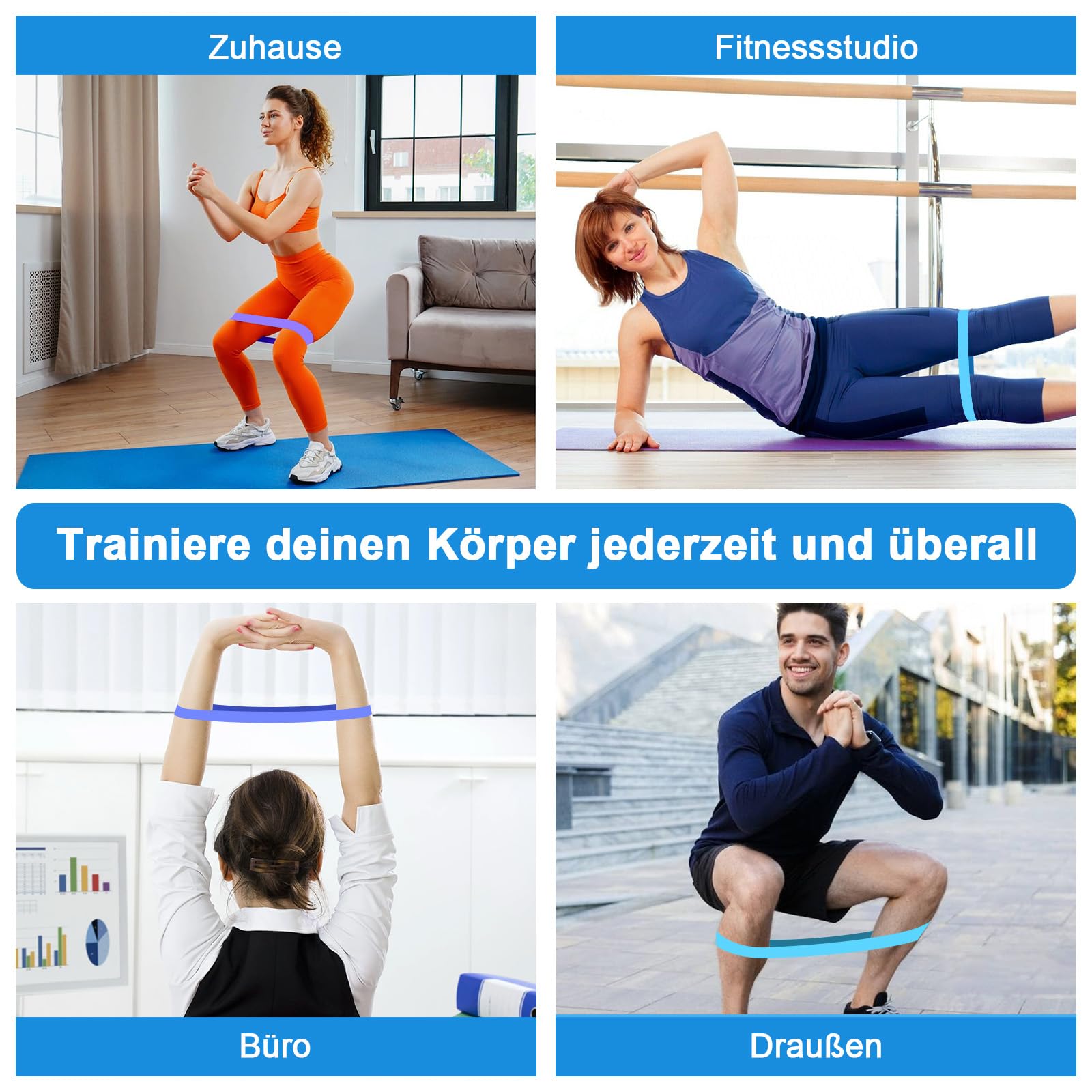 SURFOU Musculation Élastique Set, Bande de Résistance Fitness, Élastiques Pilates Yoga Exercice
