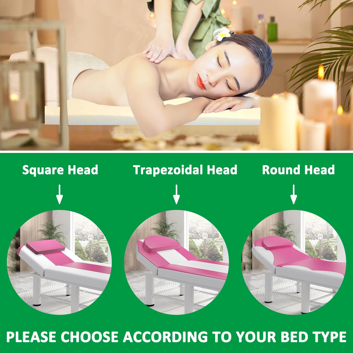 Surmatelas pour Table De Massage 3/4,5/5/6,5cm,Rembourrage De Lit Spa avec Trou Respiration,Matelas en Mousse À Mémoire De Forme pour Lit De Salon Beauté,À Tête Carrée,White 5cm,70x200cm