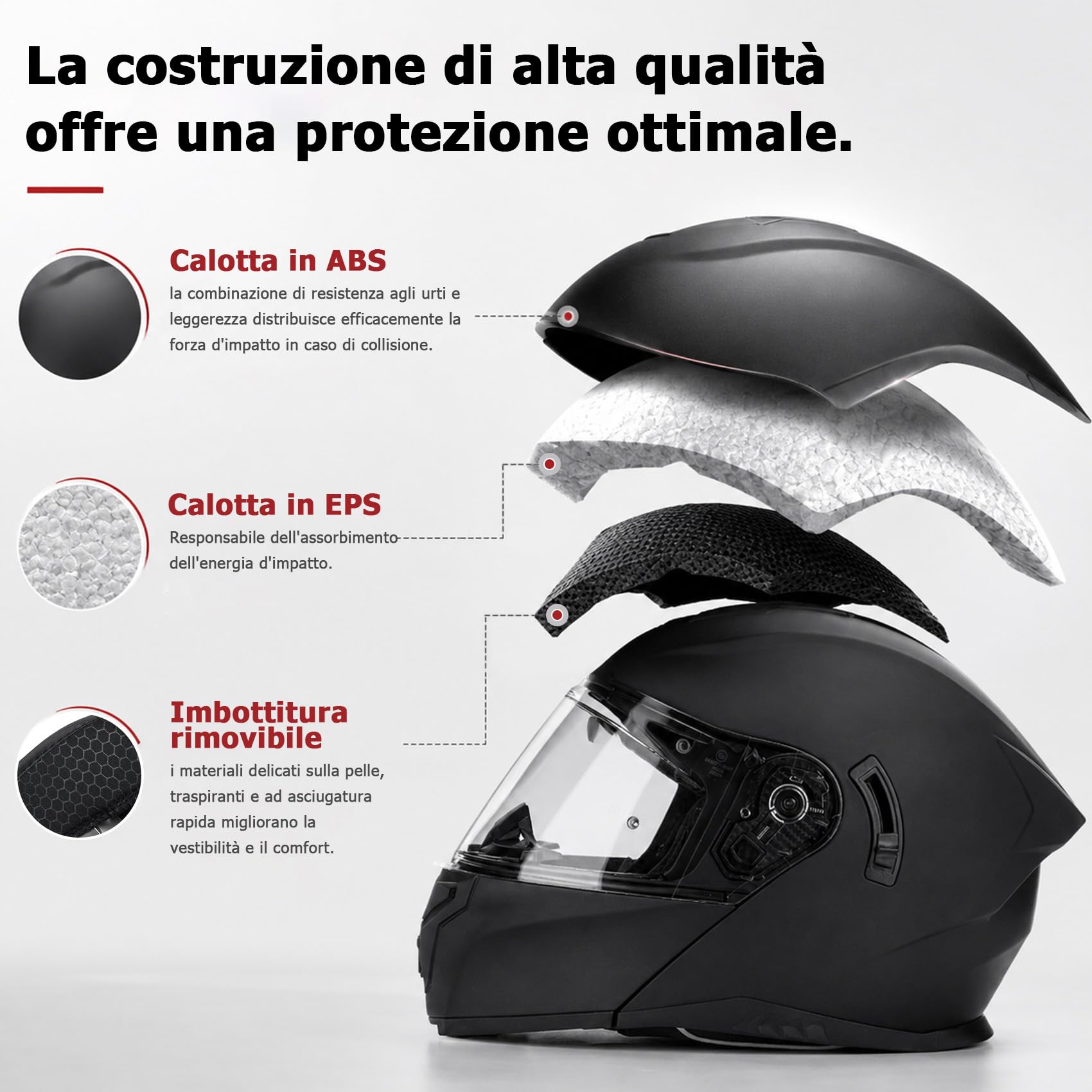 Westt Casco moto modulare con visiera certificato ECE 22.06 Donna e Uomo | Casco moto con visiera e parasole, casco scooter/ ciclomotore predisposto per sistemi di comunicazione