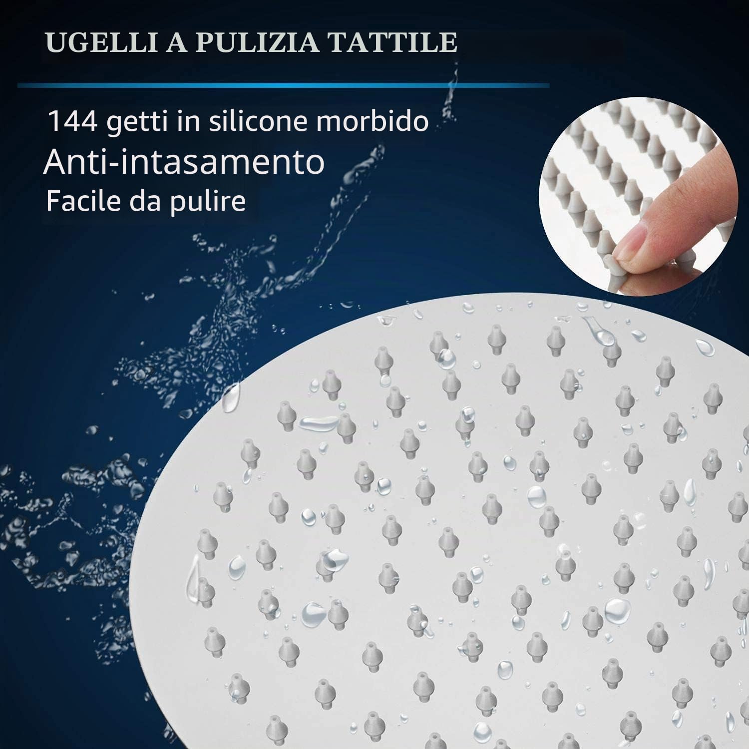 Soffione doccia a pioggia in acciaio inox AISI304, 12 pollici (30 cm)