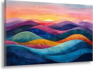 Whispering Sun Aboriginal Art Canvas Print, LARGE (90x60 cm) Contemporary Indigenous Wall Décor Landscape of Light Collection