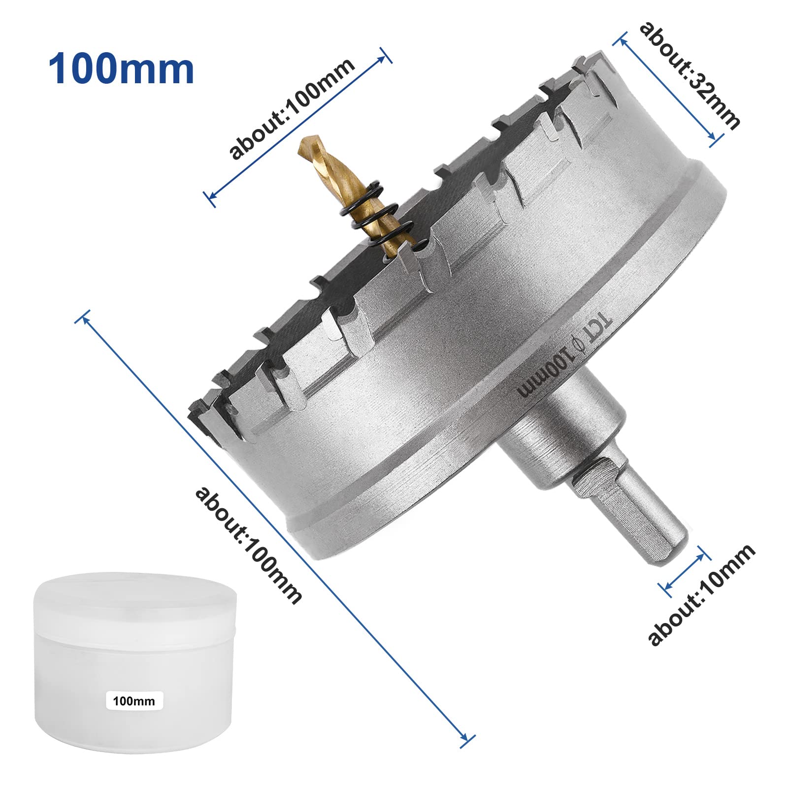 Flintronic Brocas Corona Metal, 100mm Carburo Agujero Cortador, TCT Agujero Sierras Brocas Corona para Acero Inoxidable, Acero Dulce, Hierro, Cobre y Latón