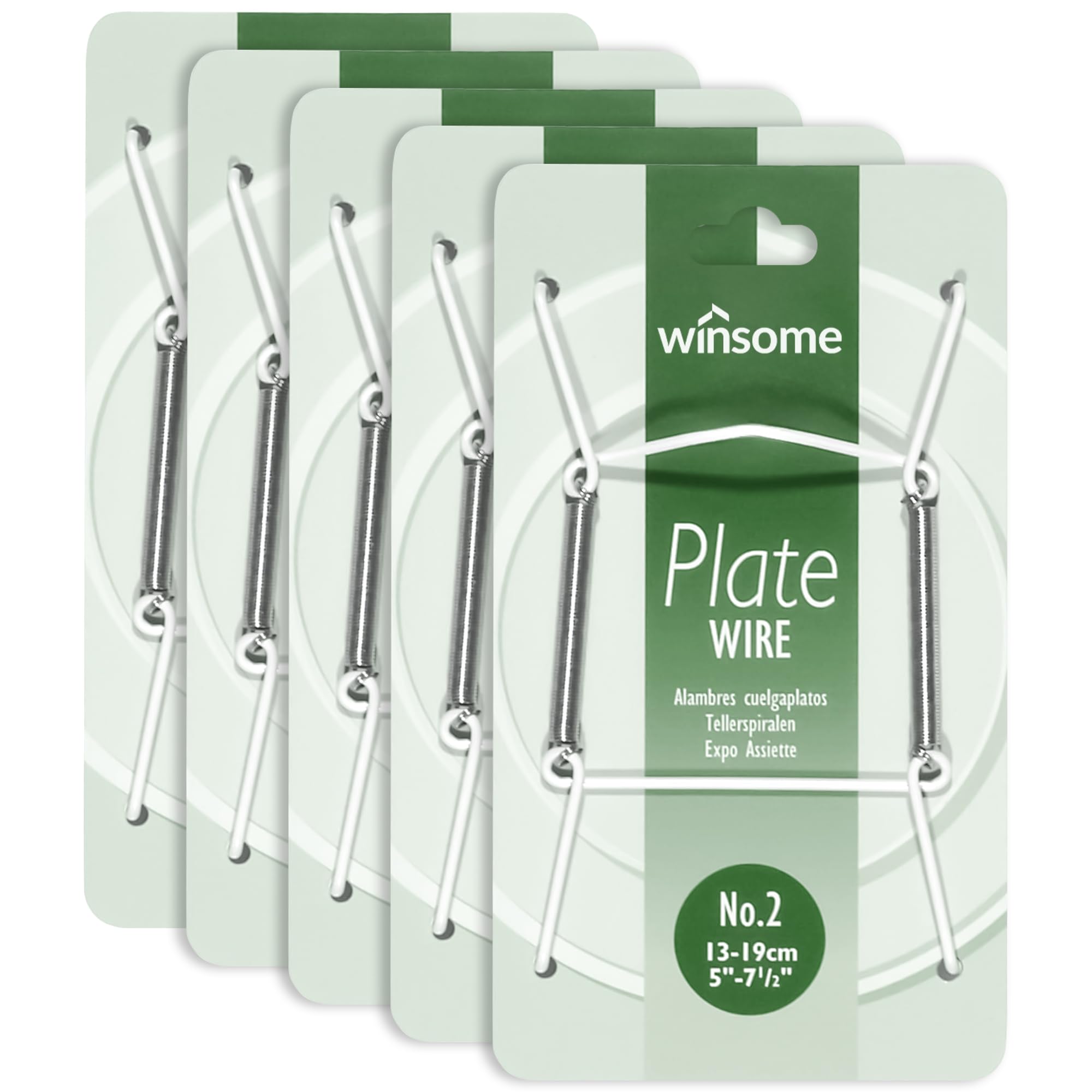 Winsome White Invisible Plate Hangers For Wall | Decorative Dish Display Holders Hanging Wires Spring Hook Holder Fit To Hang On Wall (, For Plate Size 14 - 19 Cm - Pack Of 5)