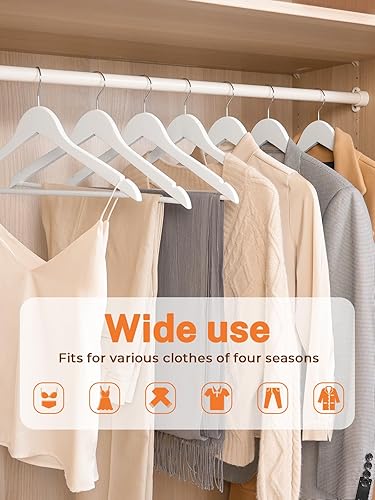 Miniatura 5 de HOUSE DAY Ganchos de madera para ropa, 20 unidades, acabado suave y blanco, colgador de madera de alta calidad para ropa.