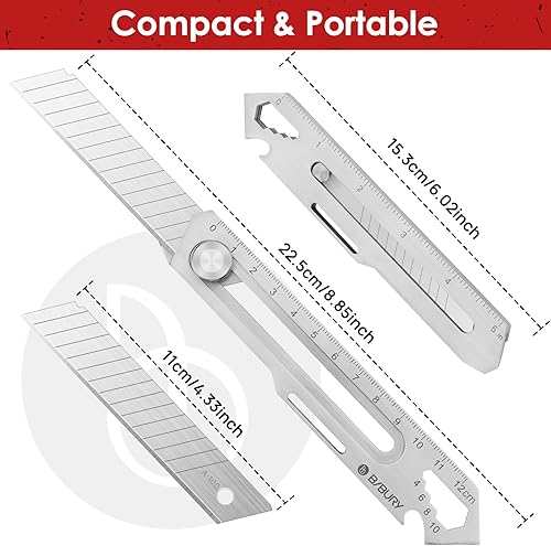 Miniatura 3 de BIBURY Heave Duty - Paquete de 2 cuchillos multiusos, cortador retráctil de acero inoxidable completo con 10 cuchillas reemplazables (0.71 pulgadas