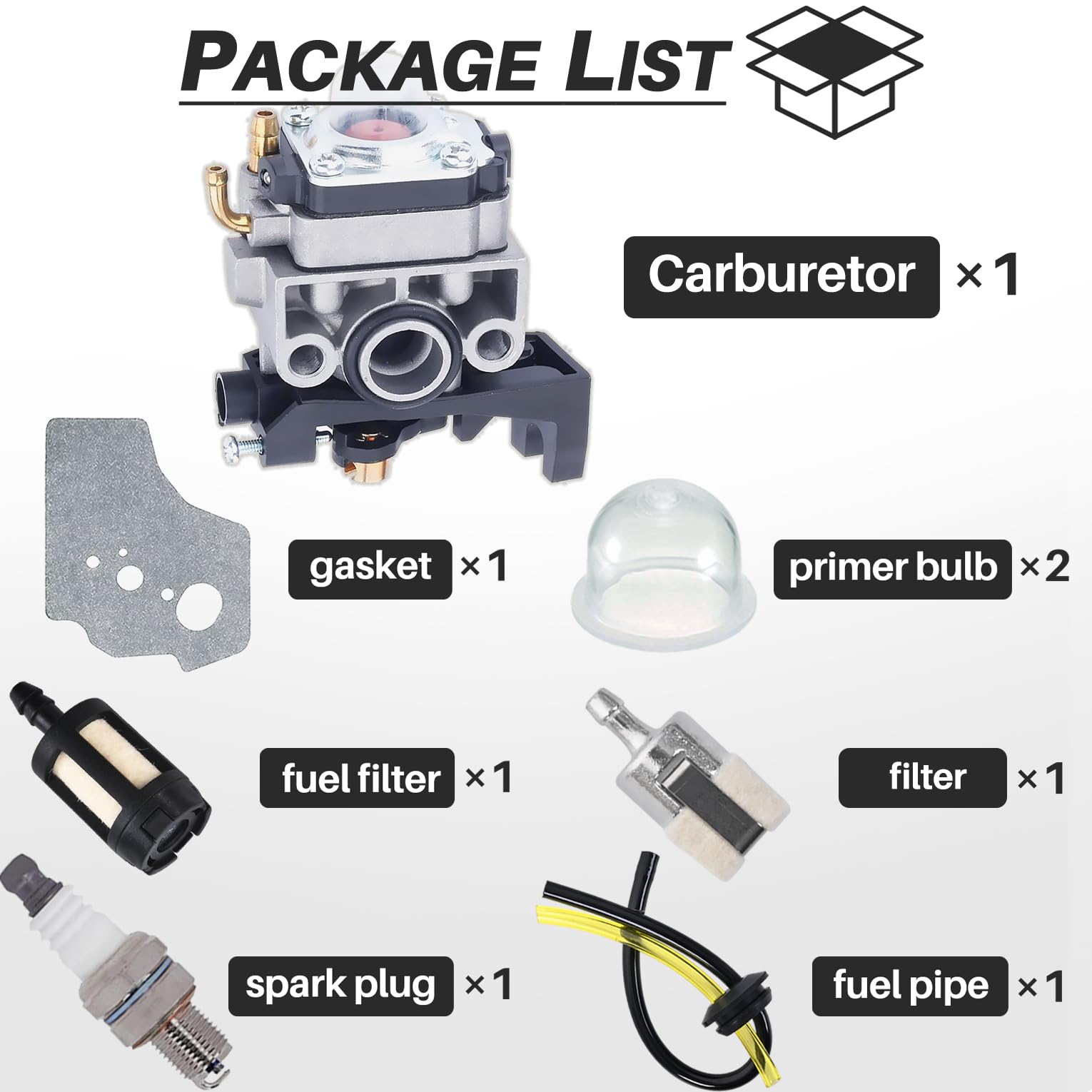 Kit Ricambi Carburatore Per Honda GX25/GX35 – 7 Pezzi: Carburatore, Filtri, Tubo E Guarnizioni, Per Decespugliatori E Motozappe