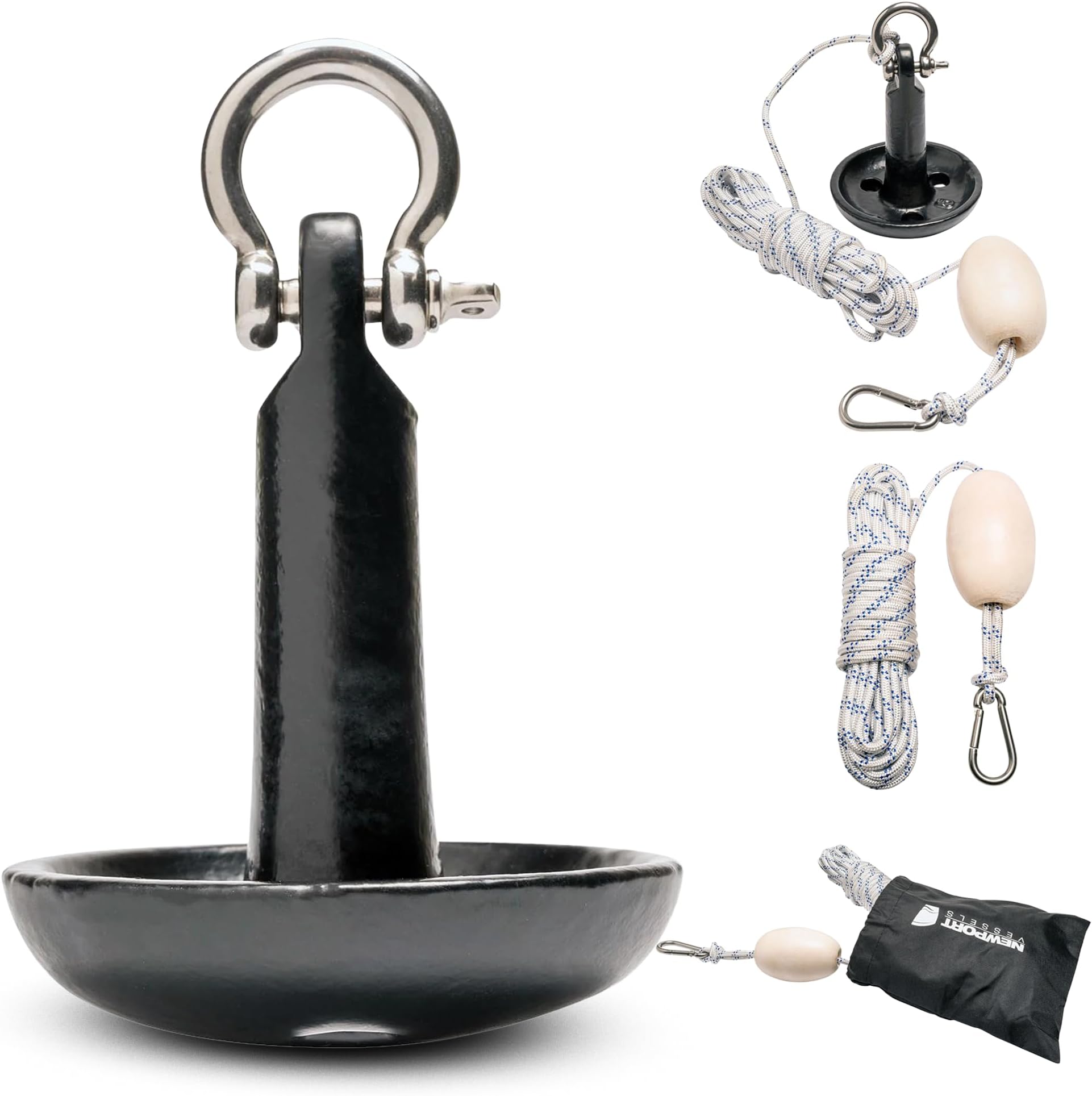 - Newport Premium 5lb Mushroom Anchor Kit w/Bag, Rope, Buoy, & Stainless Hardware
