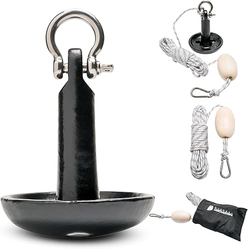 Newport Kit de anclaje de hongo prémium de 5 libras con bolsa, cuerda, boya y herrajes inoxidables