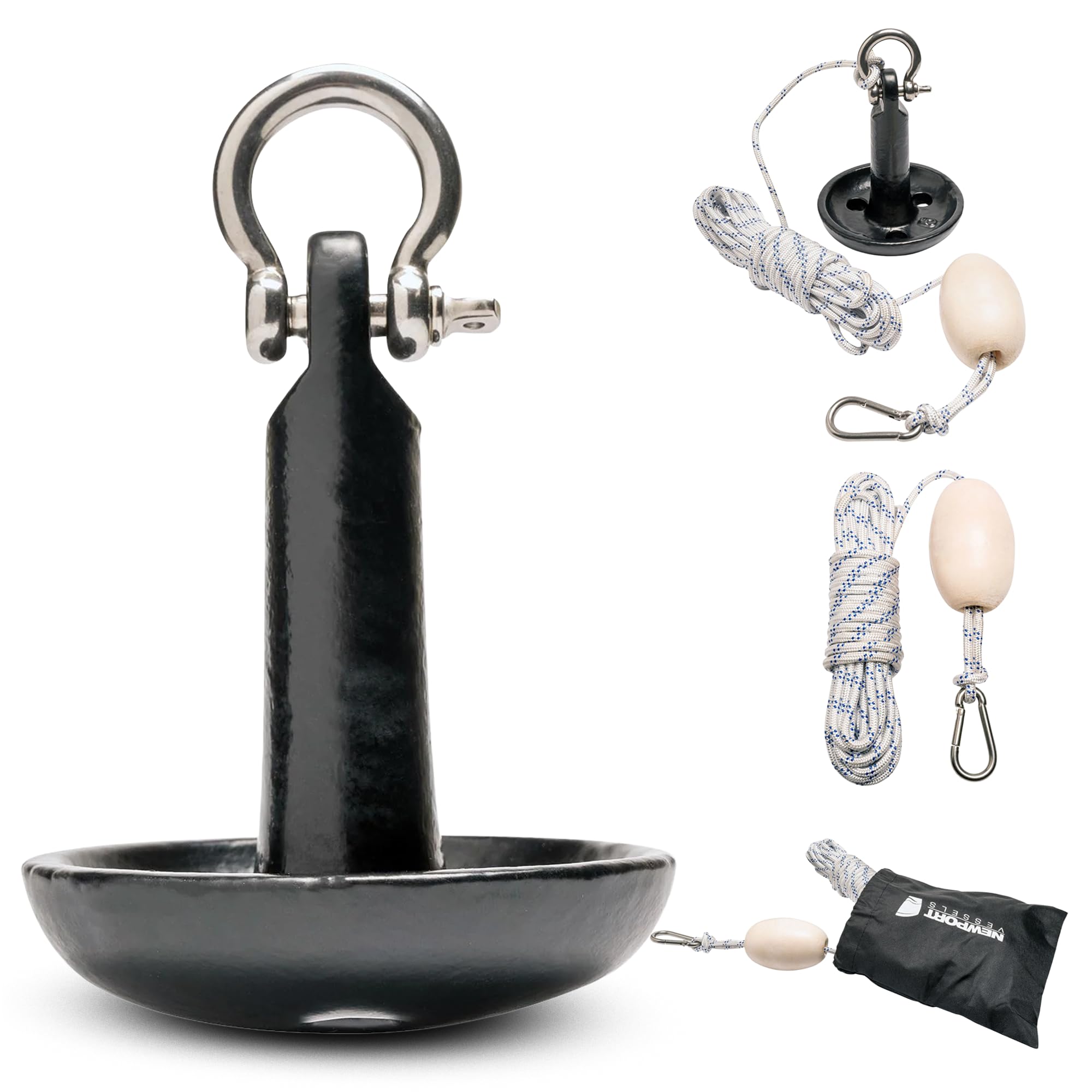 Newport Premium 5lb Mushroom Anchor Kit w/Bag, Rope, Buoy, & Stainless Hardware