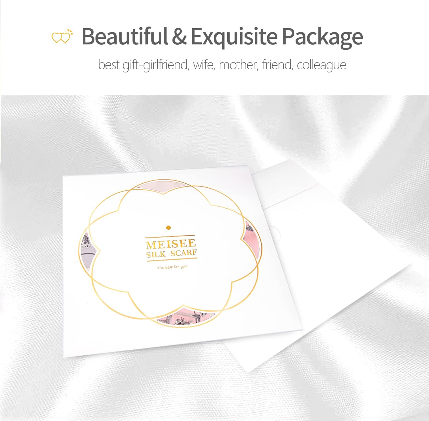 MEISEE 100% Mulberry Silk Scarfs Small Square Scarf 21" x 21" Neck Scarf Breathable Lightweight for Women Gift Packed - Image 5