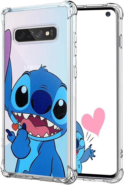 Darrnew Heart Lilo Case for Samsung Galaxy S10 Plus Cartoon TPU Cute 3D Fun Cover, Kawaii Unique Kids Girls Women Cases, Funny Ultra-Thin Bumper Character Skin Shockproof for Samsung Galaxy S10 Plus