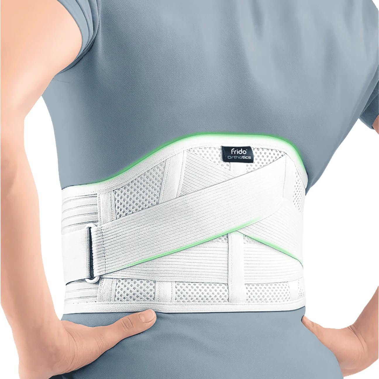 Frido Lumbo Sacral Belt For Women & Men | Lumbar Support Belt For Back Pain, Posture, Spine Alignment | Adjustable Straps | Breathable Fabric | Waist Belt For Pain Relief (XXL) (48-54 Inches), White