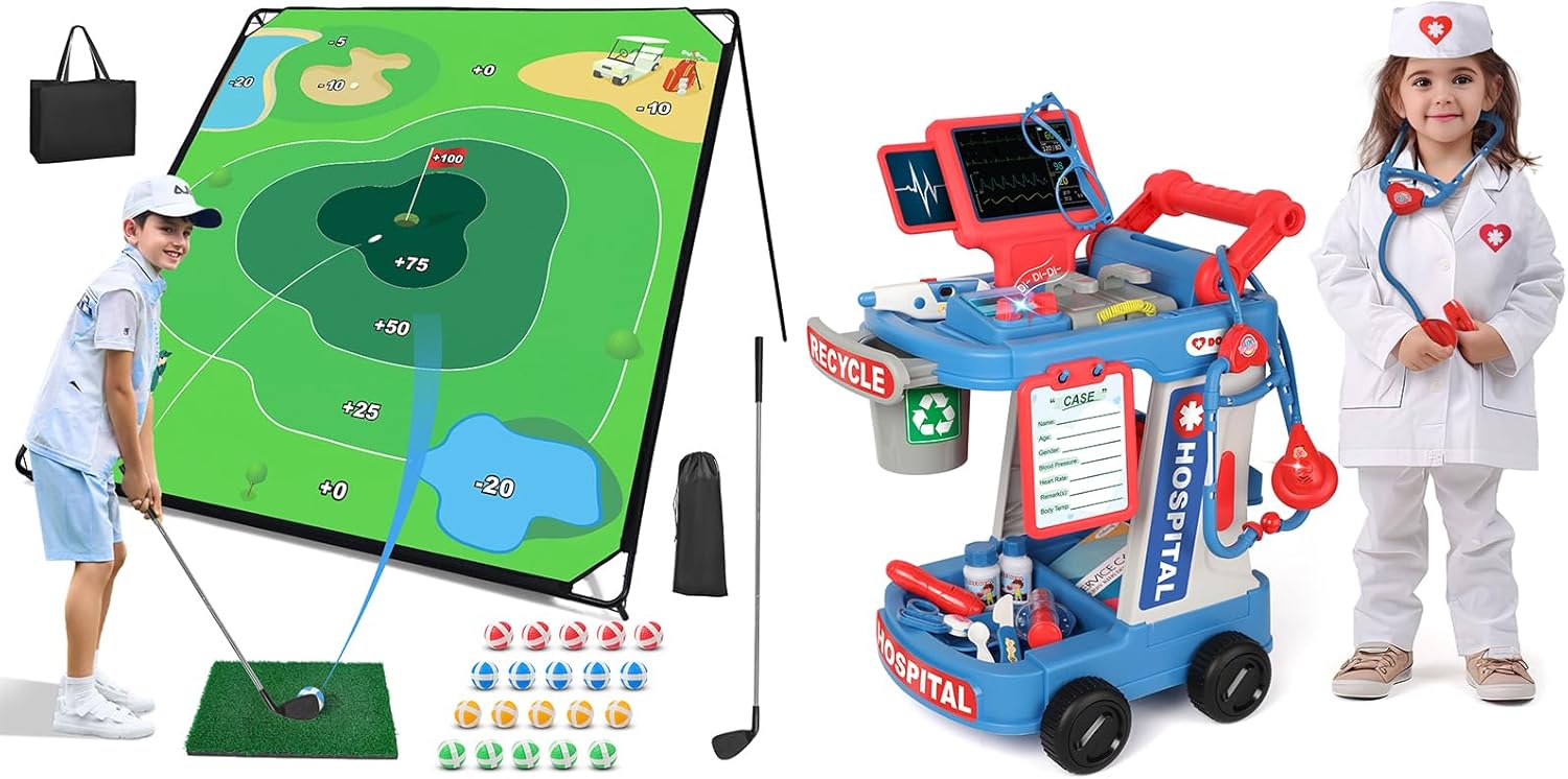 Liberry Toys for Boy Girl Christmas Bithday Gift Doctor Kit for Kids Aged 3 4 5 and Golf Chipping Game