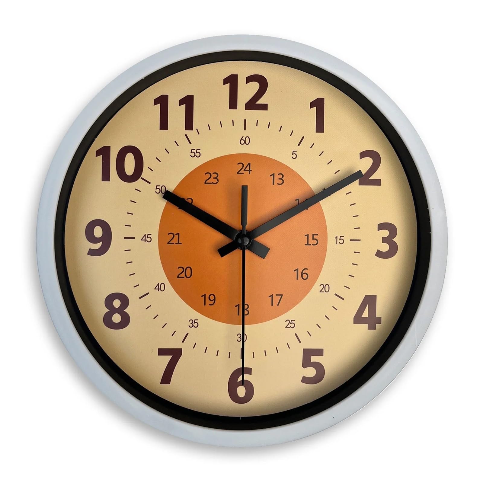 BDFJEDS Wall Clock 8inch Modern Pattern Plastic Glass Wall Clock Living Room Bedroom Kitchen Home Decoration Silent Quartz (No Battery)