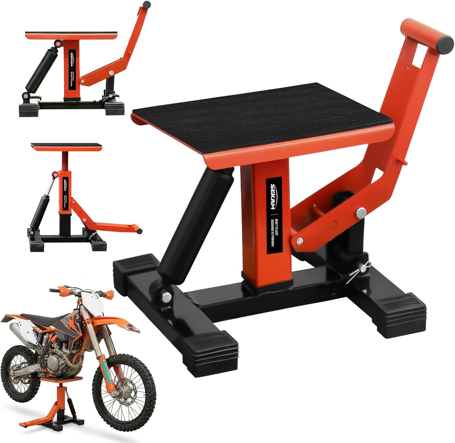 SEKAM Dirt Bike Stand, 1200 LBS Hydraulic Motorcycle Lift Jack with Safety Lock, Heavy-Duty Motorcycle Lift Stand for Maintenance & Repair