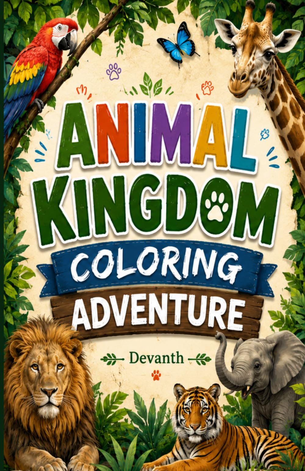 Animal Kingdom Coloring Adventure: Fun and Easy Animal Pages for Kids | A Wonderful Collection of Wild, Farm, and Ocean Animals | Big, Simple, and Fun Animal Illustrations for Children