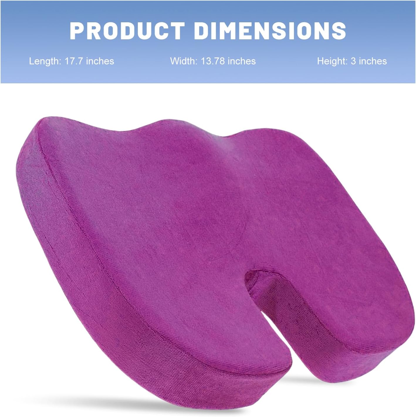 Car Seat Cushion, Memory Foam Auto Seat Cushions Soft Mat for Long Sitting, Ergonomic Tailbone Pain Relief Pillow for Vehicle Home Office, Universal Car Accessories (Purple)