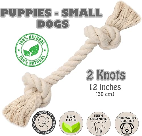 Miniatura 2 de Barida Pet Supplies - Cuerda de algodón 100% natural para perros, juguetes masticables de algodón blanco de primera calidad, cuerdas masticables