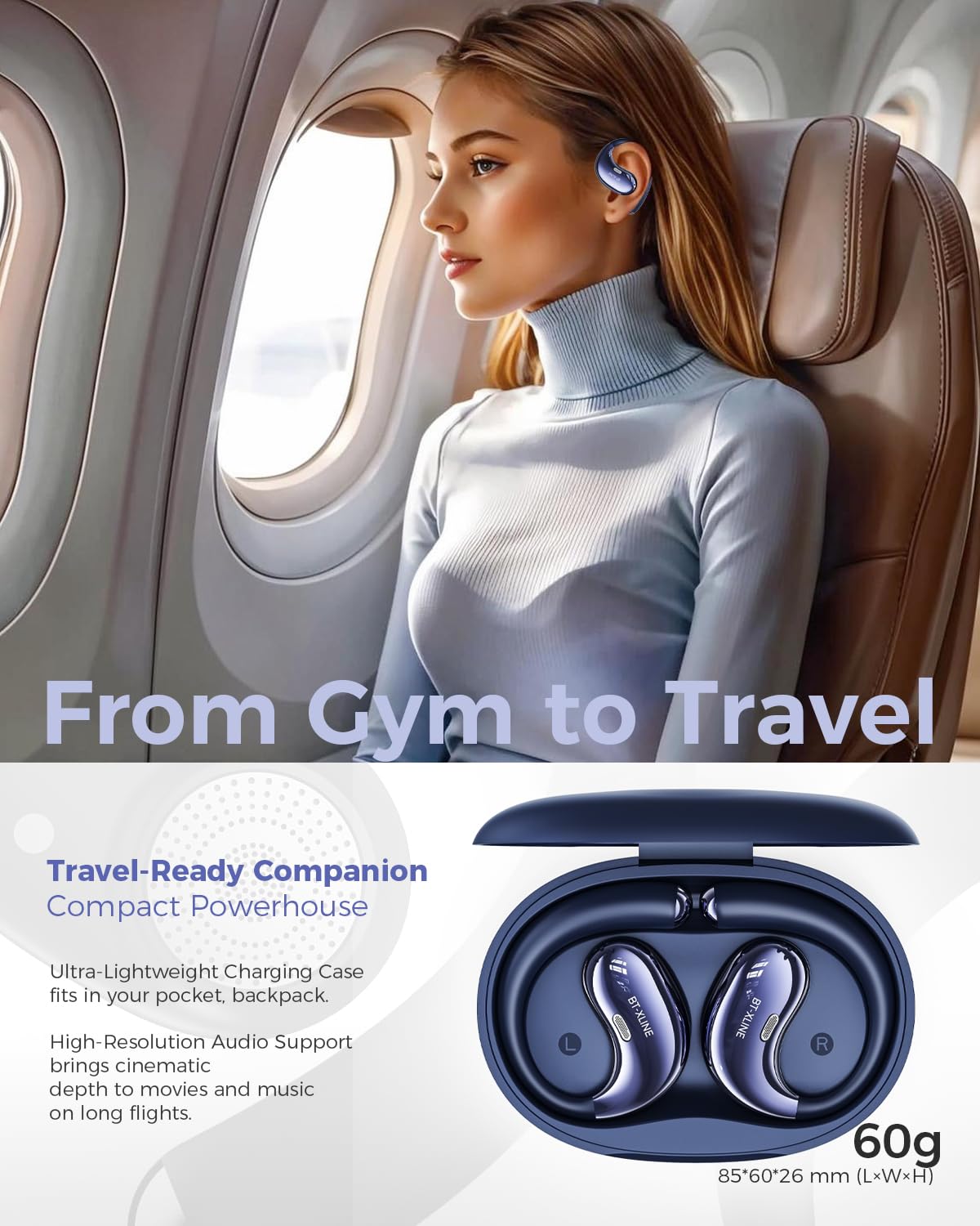 Cuffie Bluetooth Sport,Open Ear Auricolari Bluetooth 6.0,Chiamata HD ENC,36 Ore di Autonomia,IPX5,Cuffie Bluetooth Sport,Ideali Per Corsa,Palestra e Trasferte Lavorative