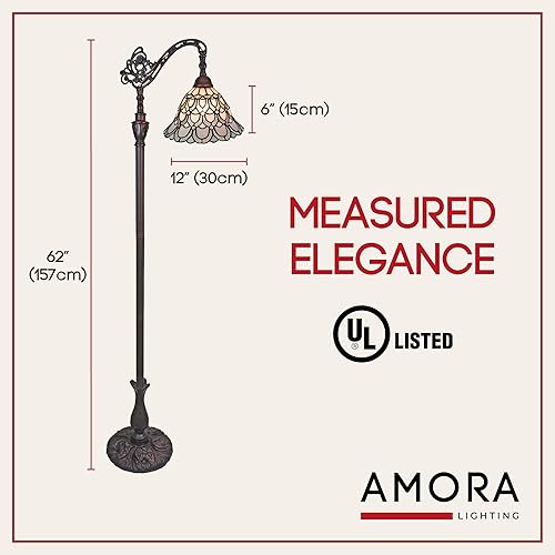 Miniatura 7 de Amora Lighting AM107FL11 lámpara de piso estilo Tiffany de 62 pulgadas, con sombra ajustable