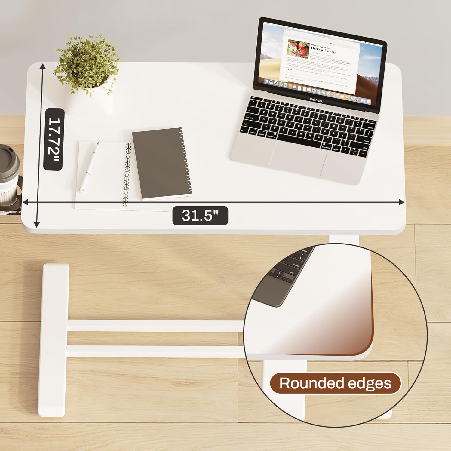 Image showing the hidden casters on the base of the desk.