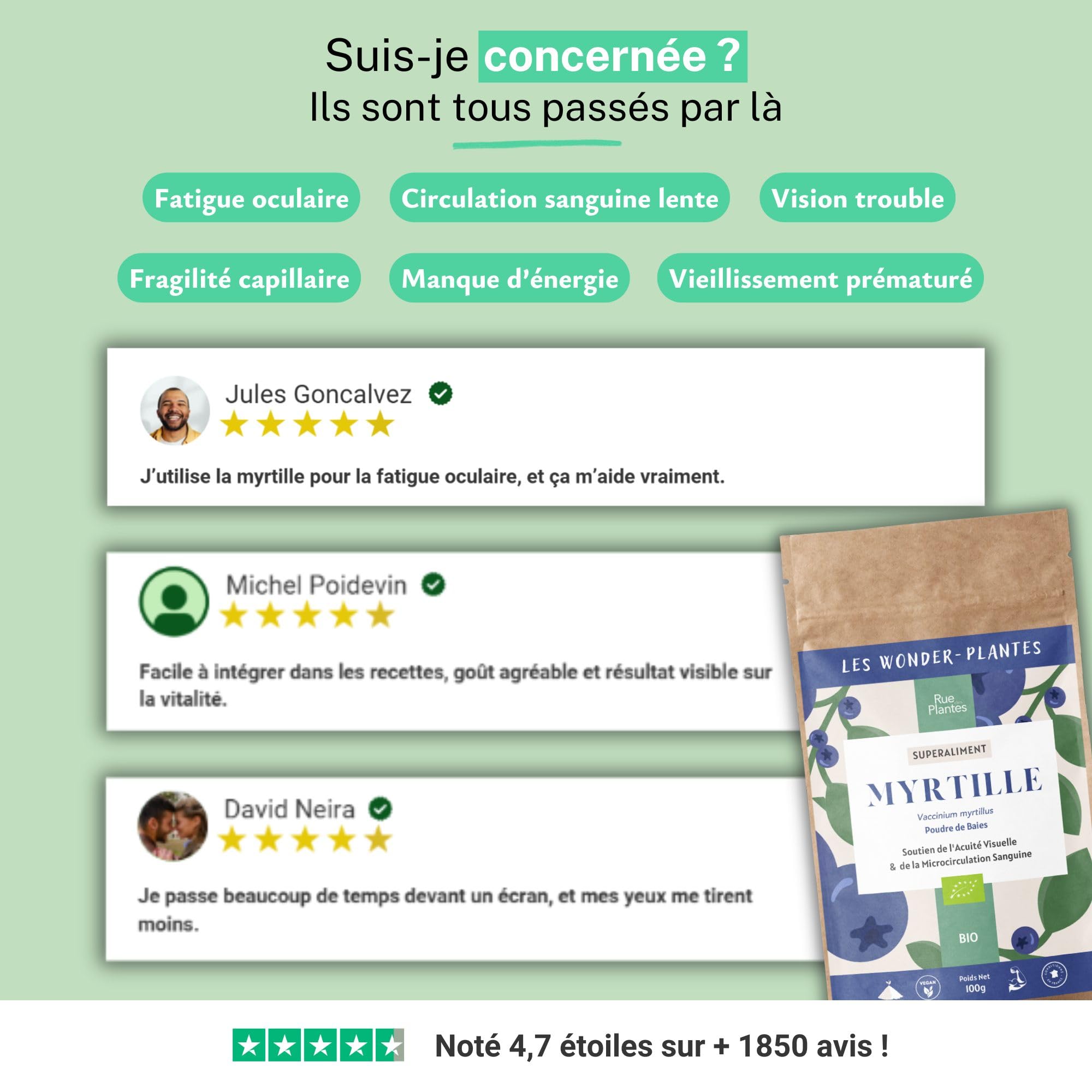 Arándano orgánico en polvo 500g - Wonder-Plantes - muchos antioxidantes y tiene un importante contenido de vitaminas C, A y E