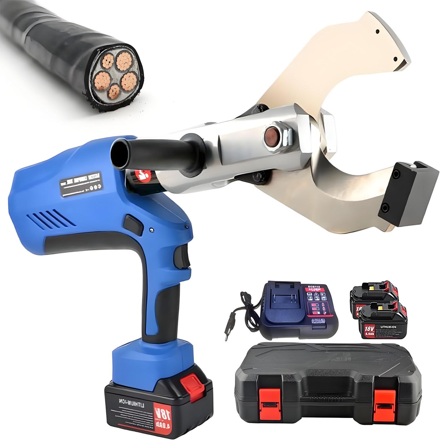 UORDBY Digital Display Electric Hydraulic Shears,Cordless Cable Cutter, with18V/4.0Ah Lithium Battery and LED Display for Accurate Cutting for Max Φ120mm Copper, Cu, Al Cable 120C