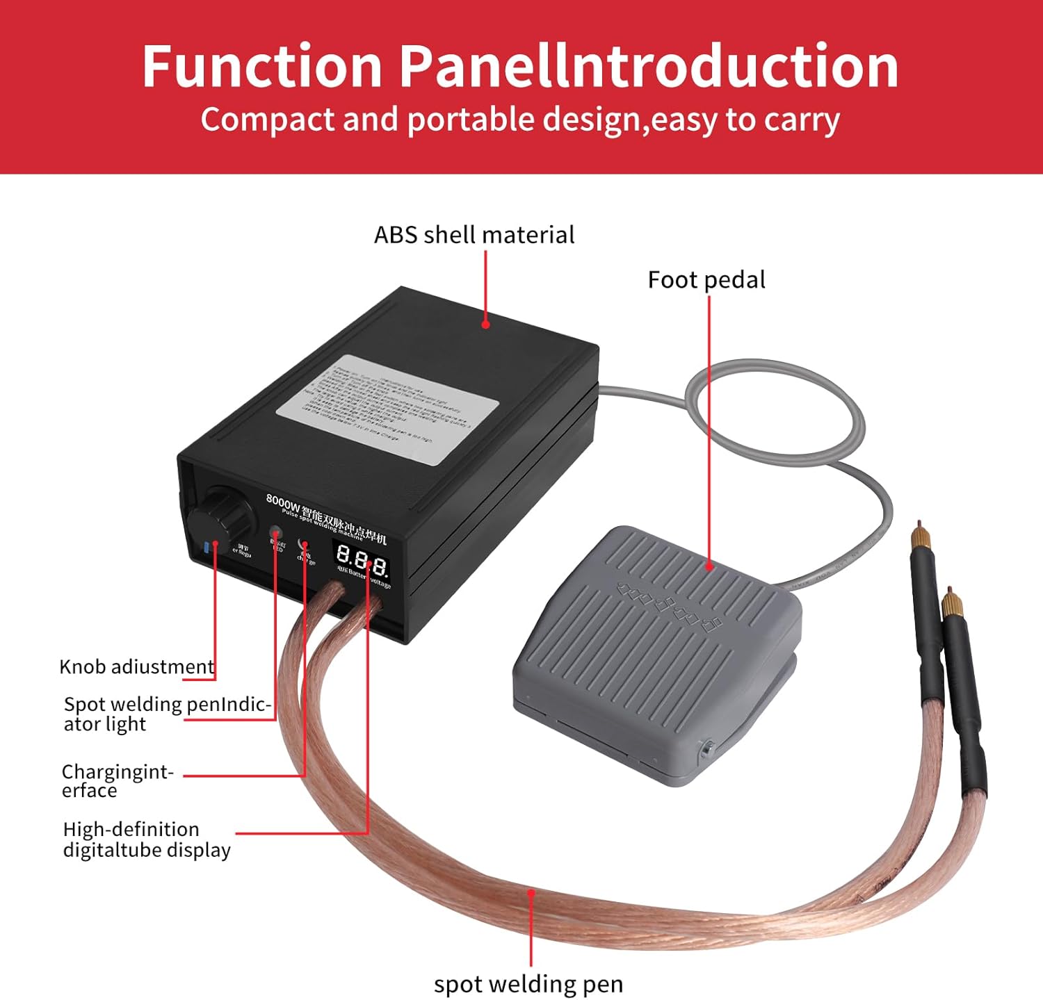 Introduction to the Portable 8000 watt Spot Welder's Features