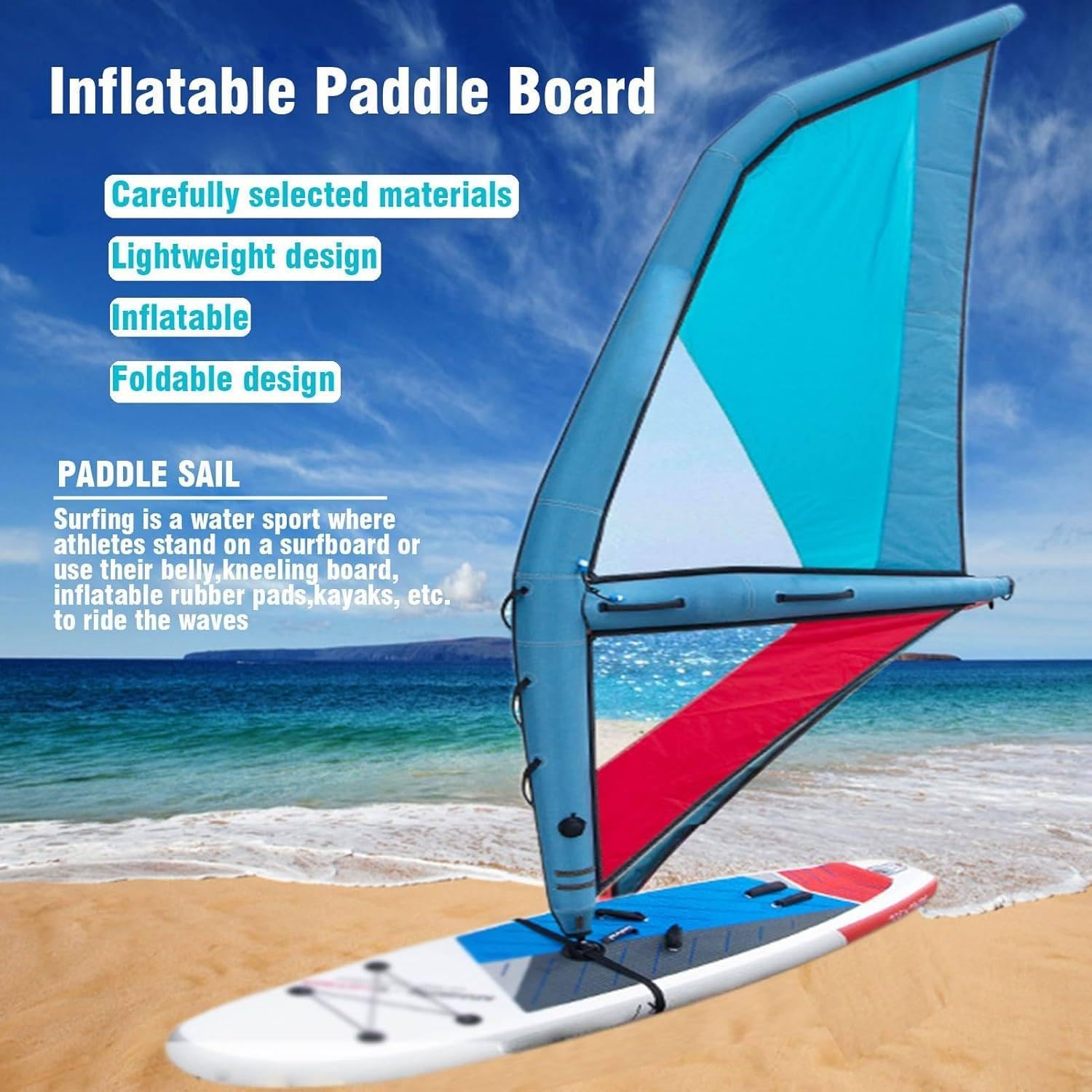 4.2㎡ Inflatable Surfing Wing, Professional Inflatable Wind Wing, Handheld Windsurfing Wing Foil Sail, Outdoor Water Sports Equipment
