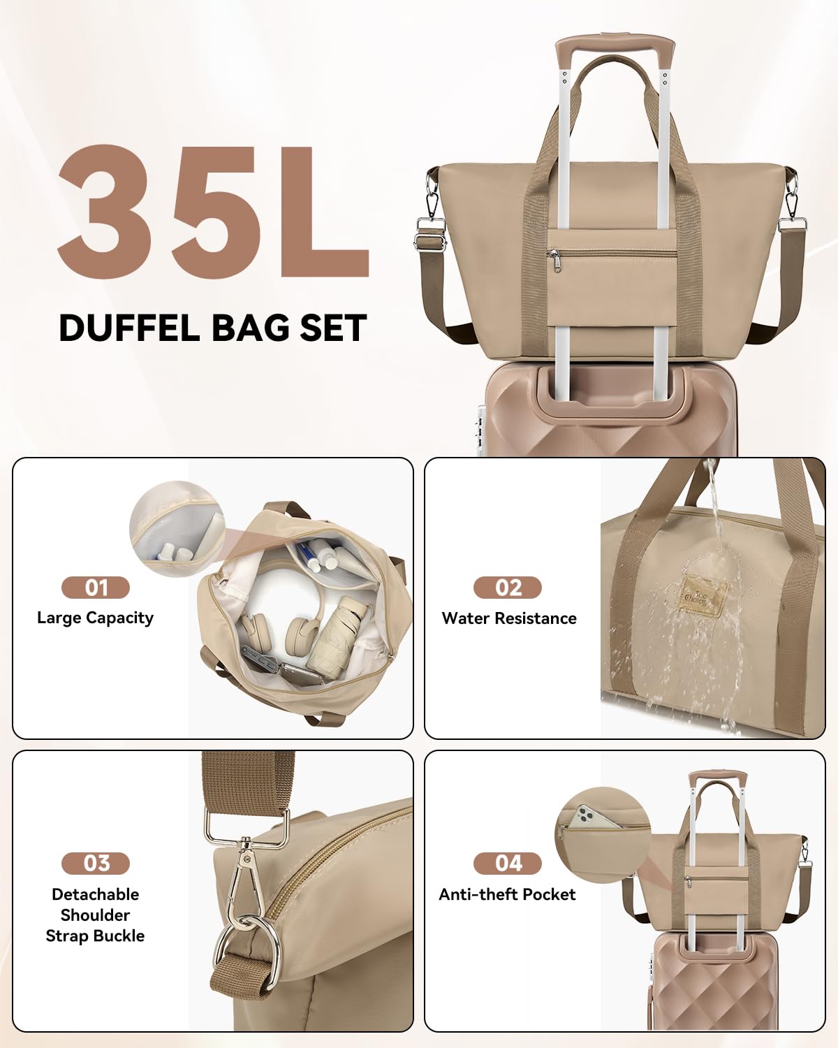 Sea choice Valigia Trolley Piccola ABS Bagaglio a Mano con Borsa da Toilette e Borsa da Viaggio Valigie con Lucchetto TSA Ruote a 360°