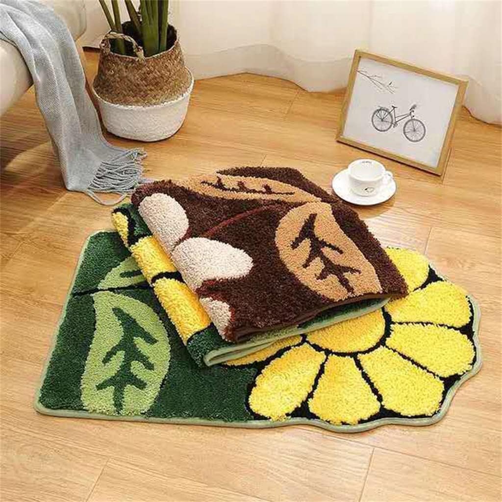 Nordic Fluffy Carpet Area Carpet Bathroom Floor Floral Absorbent Non-Slip mat Bathroom mat Door mat(E,40 * 60cm)