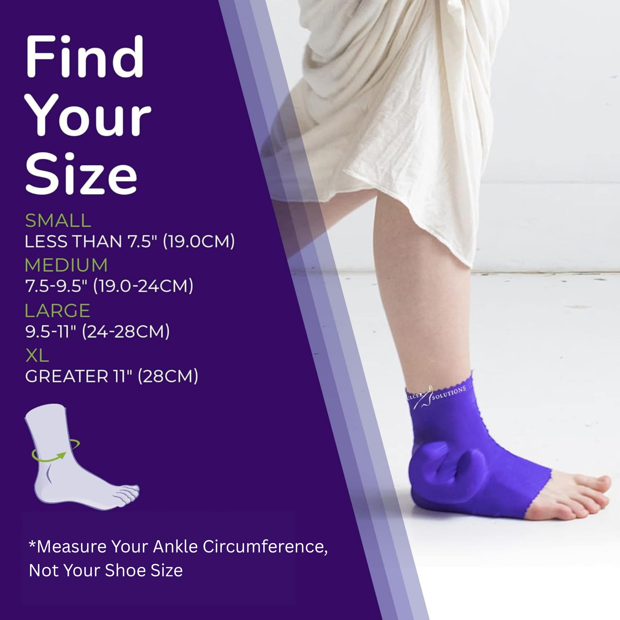 Ulcer Solutions Ochraniacze na kostkę do odleżyn, lekkie i rozciągliwe, ulepszone ochraniacze na kostki dla lepszego komfortu i mobilności, rozmiar L 24-27,9 cm