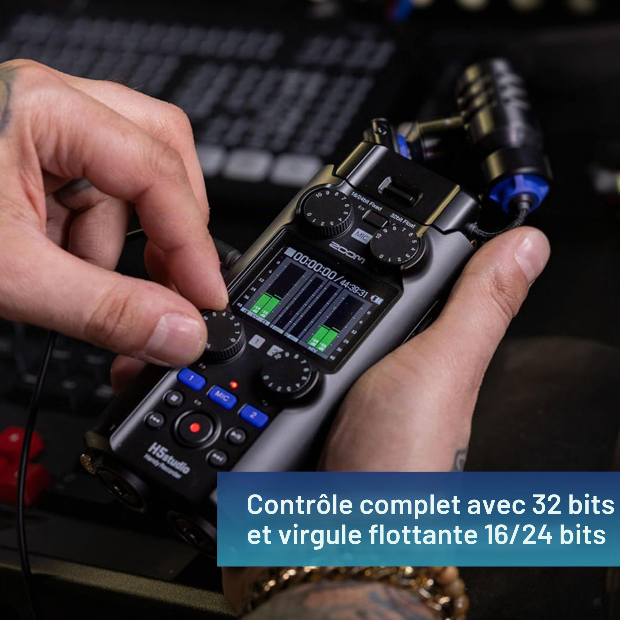 Zoom - H5Studio enregistreur 4 pistes 32 bits à virgule flottante 192 kHz - 16/24 bits, gain, limiteurs, capsule XYH-5e, compatible capsule SSH-6e et EXH-6e, interface audio Mac, Pc, iOS, Android