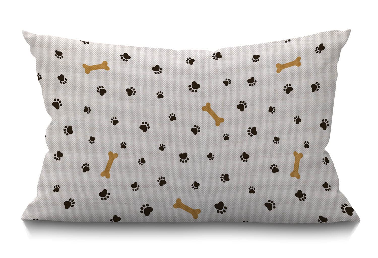 Bgbdeia Multi 194 Cushion Cover Puppy Paw Print Little Cute Animal Lovely Adorable Pet Bones Dog Cat Wildlife Rectangular Throw Pillow Cover For Couch Sofa Home Decor Cotton Linen 30 X 50 Cm 12X20 Inch