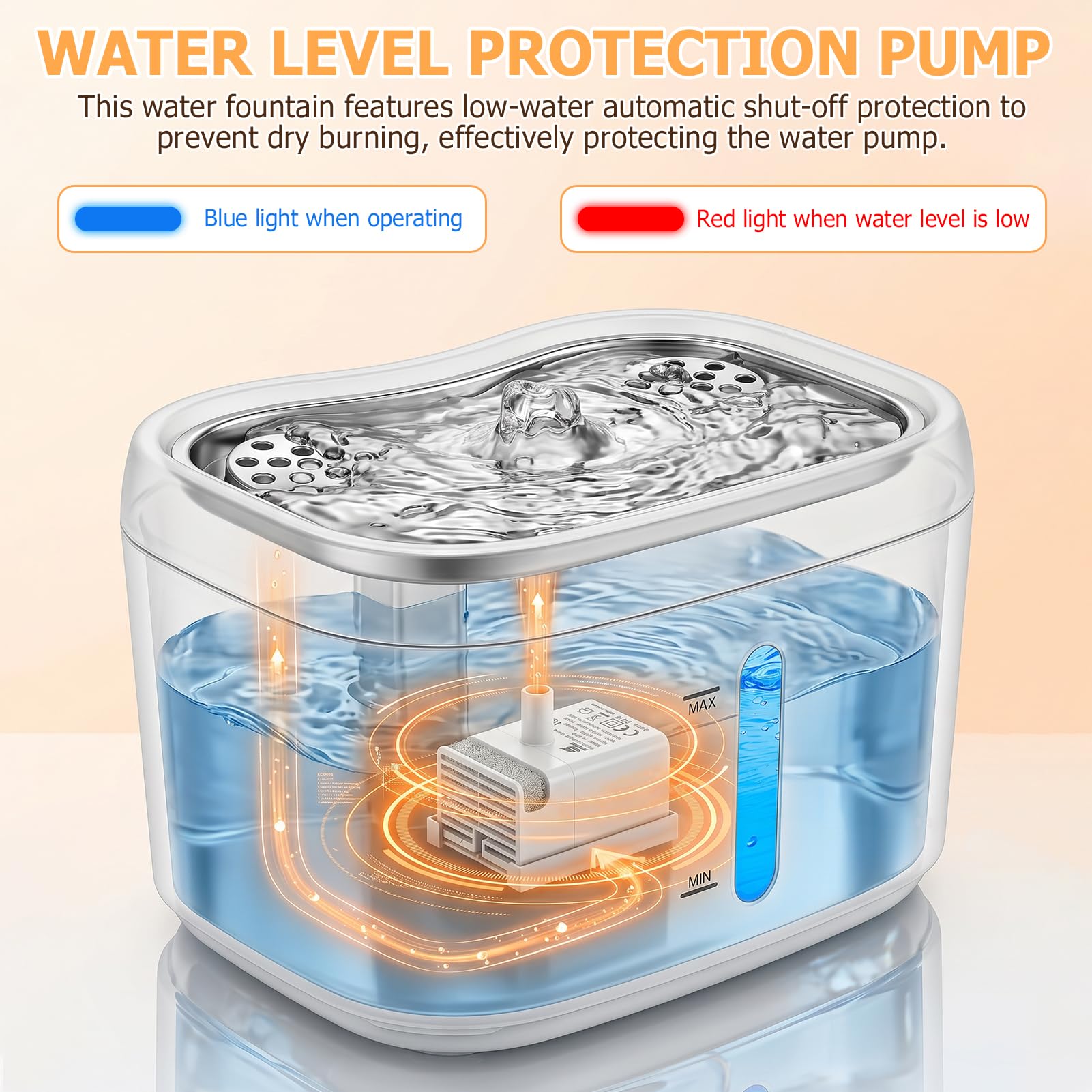 Fuente para gatos inalámbrica, 2,5 L, con detector de movimiento, funciona con pilas, 3000 mAh, fuente de agua con 2 filtros de carbón + 2 esponjas