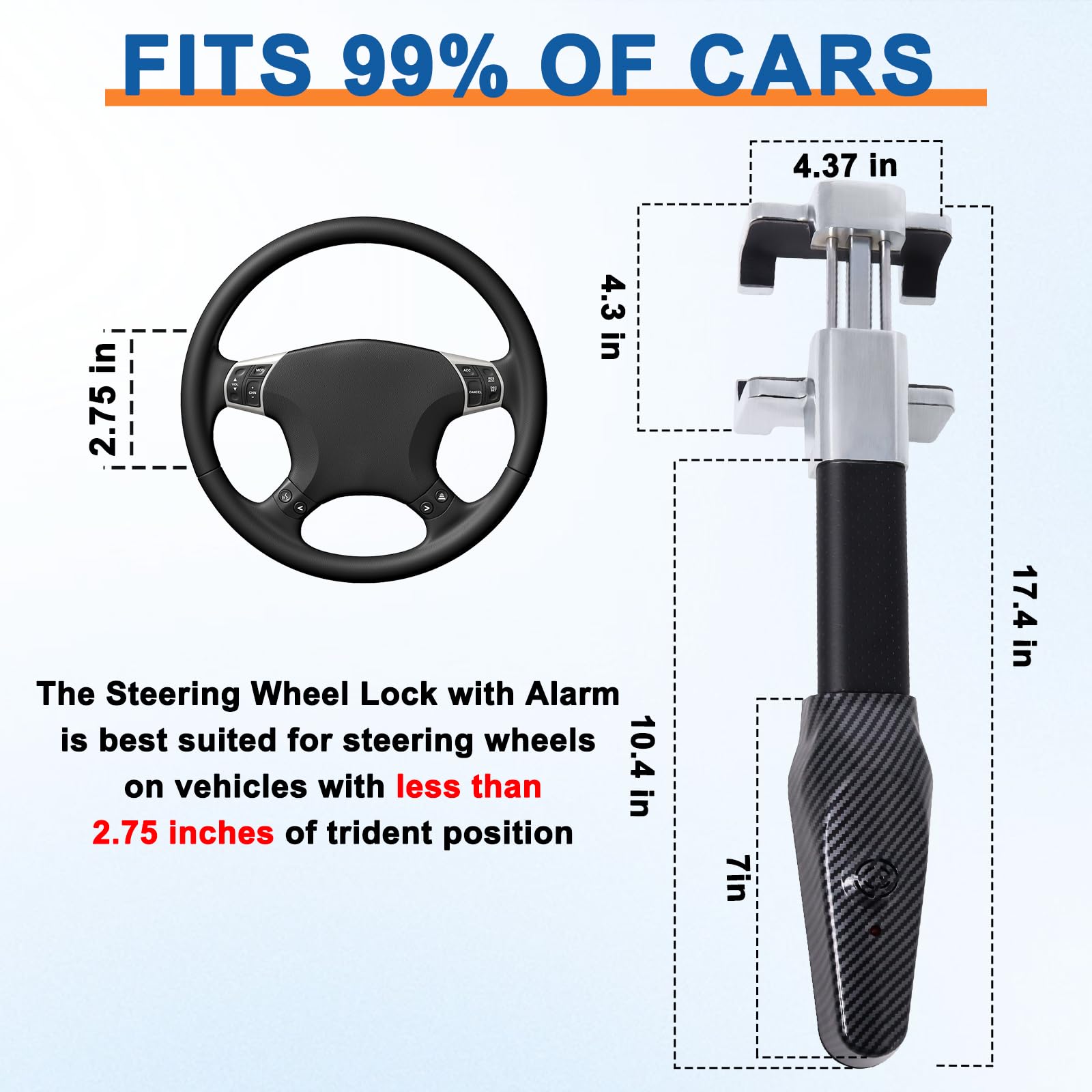 Car Steering Wheel Lock To Seat Belt Anti-Theft Adjustable Lock Device-Black | BIG W