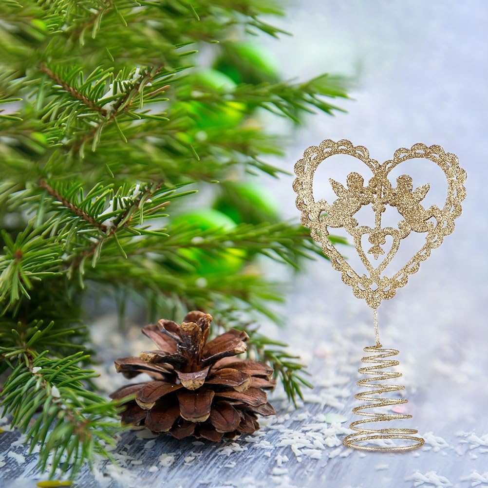 Amosfun Christmas Tree Topper White Heart-Shaped Star Ornament 3.32 Inch Seasonal Tree Decoration for Indoor Outdoor Use