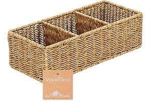 myHomeBody Wicker Makeup Organizer Basket