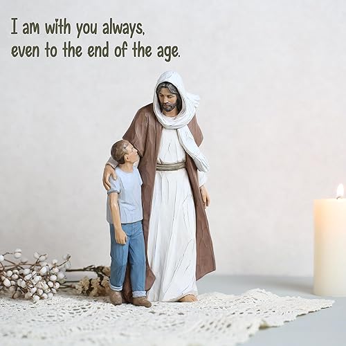 Miniatura 2 de Escultura de Jesucristo con niño, regalo de la primera comunión para niños, escultura pintada a mano, decoración moderna religiosa del hogar, Jesús