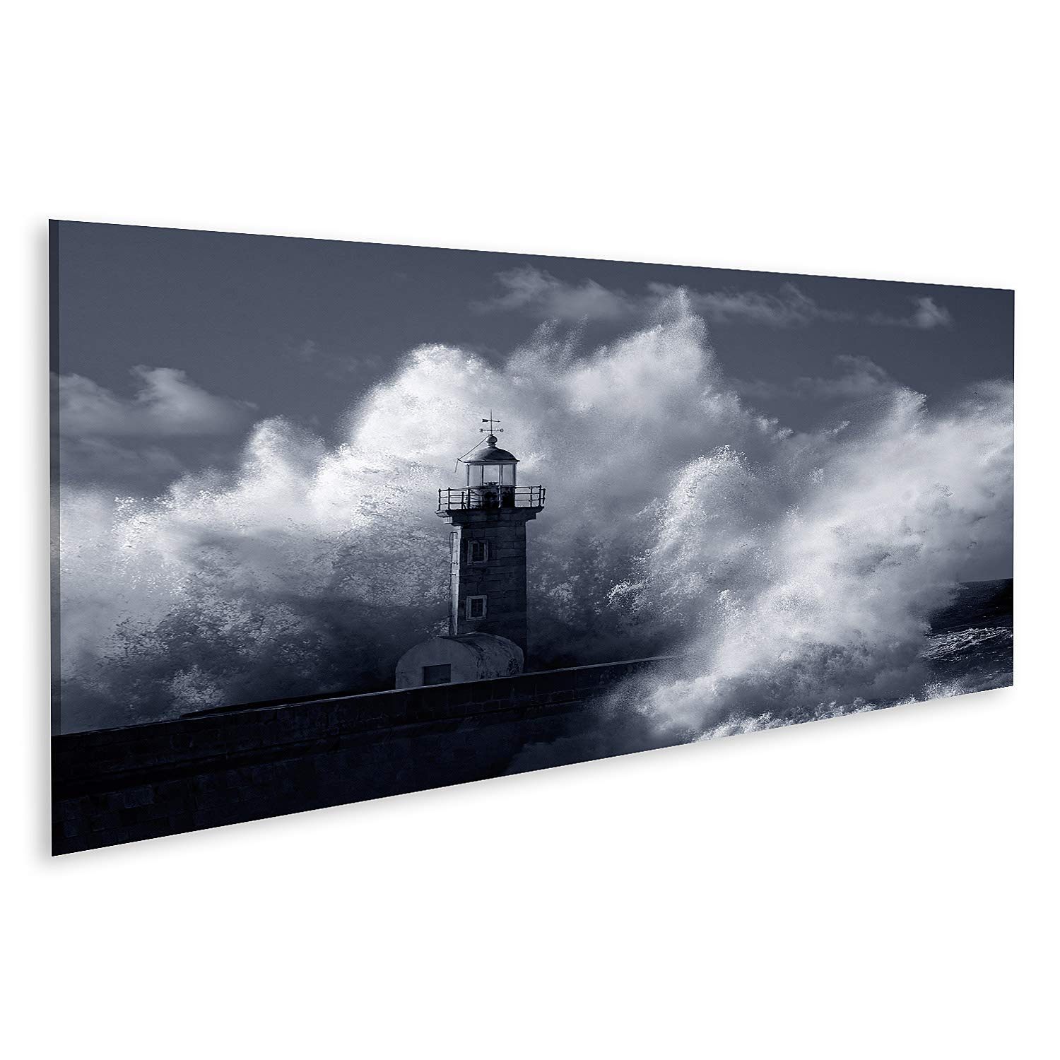islandburner cuadro sobre lienzo grandes olas tormentosas faro imágenes murales póster