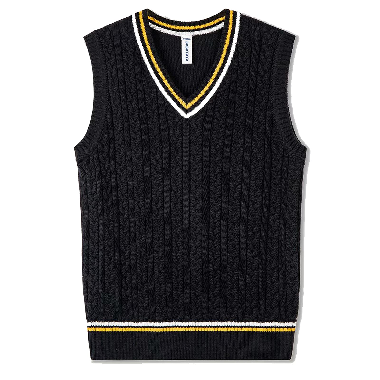 BOBOYOYO Chaleco de punto para niños, 100% algodón, cuello en V, camiseta sin mangas, uniforme escolar, jersey sin mangas, para niñas y niños